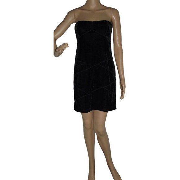 Silence+Noise Dress Womens Size Medium Black Strapless Velvet goth party Y2K - Picture 4 of 10